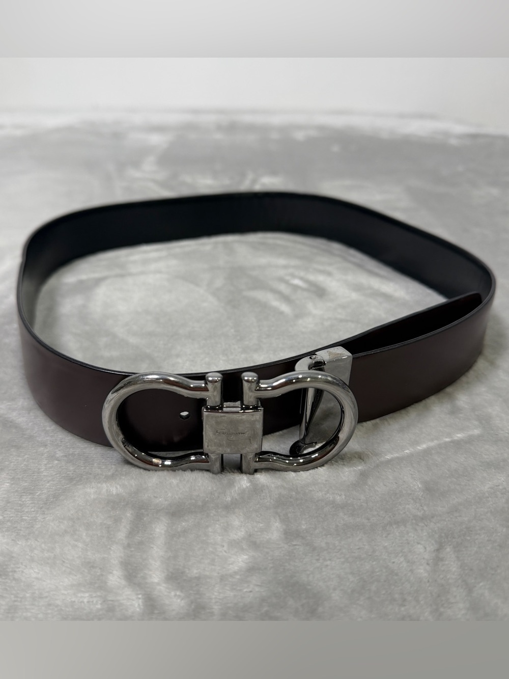 Salvatore Ferragamo Double Gancini Men's Reversible Leather Belt Brown/Black 34